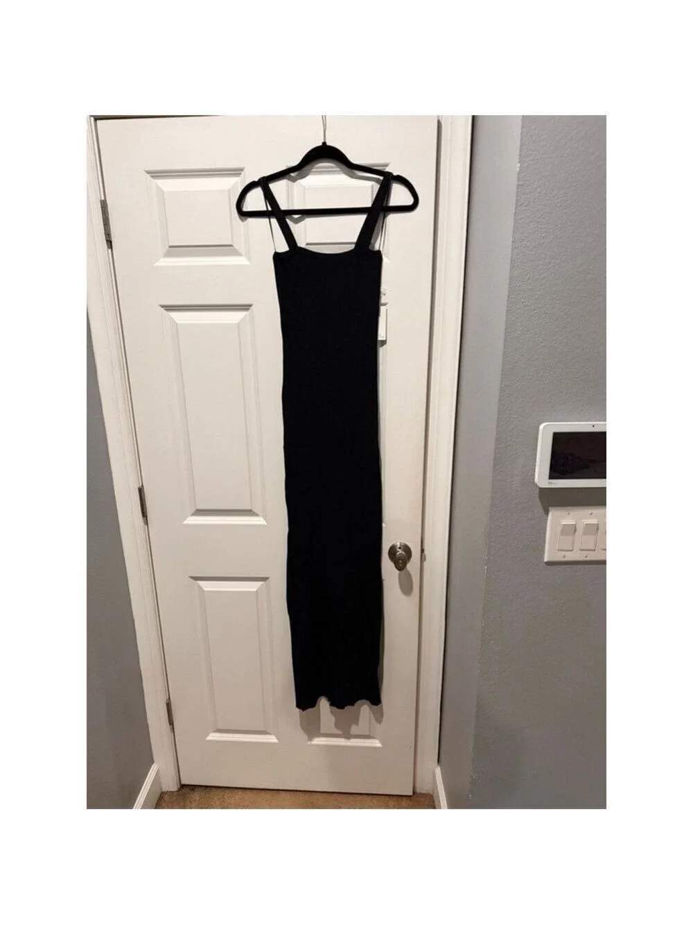 Women's GOOD AMERICAN Black Ribbed Square Neck Maxi Dress L